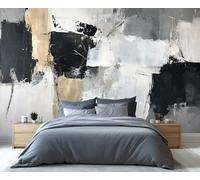 YXQAIED Black White Grey Wallpaper, Vintage Geometric Wallpaper for Living Room, Abstract Ink Splash Bedroom Wall Paper, Not Self Adhesive Paint Graffiti 3D Large Mural & Home Decor Poster, 400x280cm