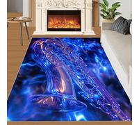 YXQAIED Blue Saxophone Rug & Home Decor - Washable Rug 60x90cm, Neon Saxophone Rugs for Entryway Bedroom - Non Slip Soft Indoor Door Mat - Glowing Music Instrument Area Rug & Girls Room Decor