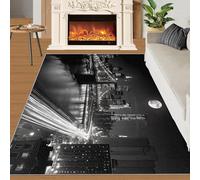 YXQAIED Brooklyn Bridge 3D Printed Carpet, Gray City Washable Rugs 120x180, New York Night Scene Rugs Living Room Bedroom, Home Decor Patterned Rug