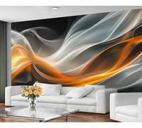 YXQAIED Burnt Orange Wallpaper, Abstract Waves Bedroom Wallpaper, Modern Geometric 3D Wall Murals for Living Room, Home Decor & Not Self-Adhesive Wallpaper, 300x210cm