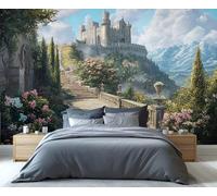 YXQAIED Castle Mural Wallpaper, Italian Landscape Wall Mural 450x315 cm, European Castle Photo Wallpaper for Bedroom Living Room Decor (Not Peel and Stick)