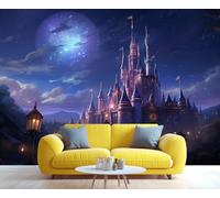 YXQAIED Castle Wallpaper 400x280cm, Night Scene Wallpaper for Living Room, Luxury Palace Photo Wallpapers, Full Moon Large Mural for Bedroom Poster Decor (Not Peel and Stick)