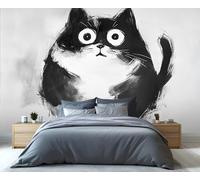 YXQAIED Cat Wallpaper, Black Cat Wallpapers for Living Room & Home Decor, Asian Wallpaper for Bedroom, 3D Print Wall Mural (Not Peel and Stick)