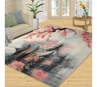 YXQAIED Cherry Blossom Indoor Carpet, 60x90cm, Nature Landscape Area Rugs, Traditional Oriental Printed Carpet, Cozy Low Pile Shed Resistant Washable Rugs for Sofa Living Room