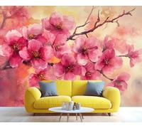YXQAIED Cherry Blossoms Wallpaper, Flower Tree Wallpaper for Bedroom, Pink Floral Living Room Wallpapers, 3D Large Mural & Kitchen Decor Poster (Not Peel and Stick)