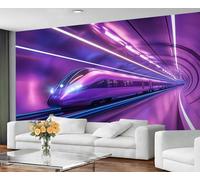 YXQAIED City Subway Wallpaper - Neon Tunnel Wallpapers Mural, High-Speed Train Photo Wallpaper for Living Room Bedroom Backdrop Wall Decor, 390x260cm