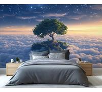 YXQAIED Cloud Wallpaper 200x140cm, Big Tree Wallpaper for Living Room, Milky Way Photo Wallpapers, Starry Sky Wall Murals for Living Room Poster Decor (Not Peel and Stick)