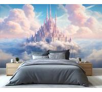 YXQAIED Clouds Wallpaper 400x280cm, Castle Wallpaper for Living Room, Girly Pink Photo Wallpapers, Luxury Palace Large Mural for Bedroom Poster Decor (Not Peel and Stick)