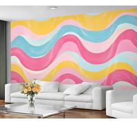YXQAIED Colorful Wallpaper - Rainbow Wallpaper for Living Room, Wavy Stripes Bedroom Wall Paper, Not Self Adhesive 3D Large Mural & Home Decor Poster