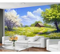 YXQAIED Countryside Wallpaper Mural, Nature Landscape Bedroom Wall Paper, Farmhouse Cabin Photo Mural for Living Room Home Decor (Not Peel and Stick)