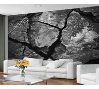 YXQAIED Cracked Rocks Wallpaper, Black and Grey Bedroom Wallpaper, Abstract Textured Wallpapers for Living Room, Not Self-Adhesive Photo 3D Wall Murals & Room Decor