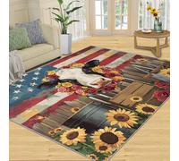 YXQAIED Cute Cow Area Rug, 100x150cm Farmhouse Sunflowers Print Rug, Soft Non-slip, American Flag Washable Rug for Children, Teen Playrooms, Bedrooms Floor Carpet