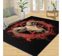 YXQAIED Devil Rugs Living Room Large - 180 x 240 cm Baphomet Satan Goat Head Area Rugs for Bedroom,Skull Rug Floor Mat Non Shedding for Nursery Office Childrens Playroom