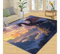 YXQAIED Dragon Kitchen Runner - 80 x 150 cm Western Dragon Door Runner, Fantasy Animals Bedroom Rugs Non Slip for Hall Entrance Hallway Corridor