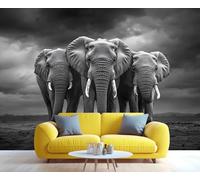 YXQAIED Elephant Photo Mural African Elephant Wallpaper Grassland Animals Photo Wallpaper for Bedroom Living Room Playroom Nursery Photo Mural Wall Art 150x105cm