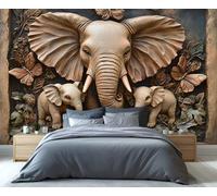 YXQAIED Elephant Wallpaper, Africa Bedroom Wall Paper, Not Self Adhesive Animals Wallpaper for Living Room, Butterfly Floral Photo 3D Wall Murals & Room Decor, 300x210cm