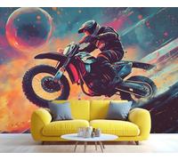 YXQAIED Extreme Sports Wallpaper, Motorcycle Bedroom Wall Paper, Not Self Adhesive Racer Wallpaper for Living Room, Wild Planet Apartment Wall Murals & Room Decor, 366x254cm