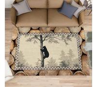 YXQAIED Farmhouse Rustic Area Rug 60x90cm, Farmhouse Wooden Log Pattern Rugs, Climbing Bear Silhouette Washable Carpet for Living Room, Dining Room, Dorm & Bedroom, Non-Slip Easy Clean