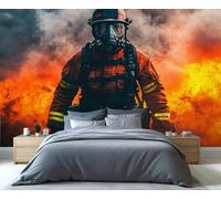 YXQAIED Firefighter Wallpaper, People's Hero Wallpaper for Bedroom, Flame Living Room Wallpapers, Photo 3D Wall Murals for Adults Room Decor (Not Peel and Stick)