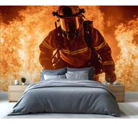 YXQAIED Firefighter Wallpaper, People's Hero Wallpaper for Living Room, Flame Bedroom Wallpapers, Wall Murals for Apartment & Room Decor (Not Peel and Stick)