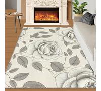 YXQAIED Floral Rug & Home Decor - Washable Rug 90x120cm, Hand-Painted Rose Rugs for Entryway Living Room - Non Slip Soft Indoor Door Mat - European Vintage Area Rug & Woman Room Decor