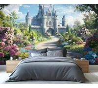 YXQAIED Floral Wallpaper 100x70cm, Medieval Castle Bedroom Wallpaper, Ancient Church Photo Wallpapers, Forest Landscape Wall Murals for Living Room Poster Decor (Not Peel and Stick)