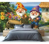 YXQAIED Floral Wallpaper 366x254cm, Cartoon Old Man Wallpaper for Living Room, Coastline Photo Wallpapers, Anime Large Mural for Bedroom Poster Decor (Not Peel and Stick)