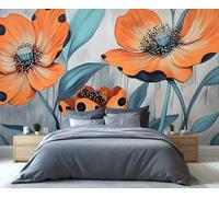YXQAIED Floral Wallpaper, Dahlias Wallpaper for Living Room, Abstract Flower Bedroom Wallpapers, 3D Large Mural & Kitchen Decor Poster (Not Peel and Stick)