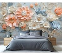 YXQAIED Floral Wallpaper, Embossed Flowers Bedroom Wall Paper, Not Self Adhesive Multi-Colored Roses Wallpaper for Living Room, Bright Plant Leaf Apartment Wall Murals & Room Decor, 400x280cm