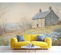 YXQAIED Floral Wallpaper, French Countryside Bedroom Wall Paper, Not Self Adhesive Stone Cottage Wallpaper for Living Room, Landscape 3D Large Mural & Home Decor Poster, 400x280cm
