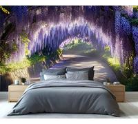 YXQAIED Floral Wallpaper, Purple Vine Wallpaper for Living Room, Archway Road Wallpapers for Bedroom, Flower House Wedding 3D Mural Photo & Room Decor (Not Peel and Stick)