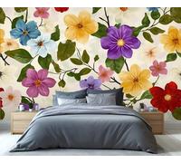 YXQAIED Floral Wallpaper, Rustic Floral Wallpaper for Bedroom, French Countryside Living Room Wallpapers, 3D Large Mural & Kitchen Decor Poster (Not Peel and Stick)