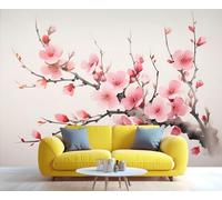 YXQAIED Floral Wallpaper, Simple Cherry Blossoms Wallpaper for Living Room, Japanese Bedroom Wallpapers, Photo 3D Wall Murals for Adults Kids Room Decor (Not Peel and Stick)