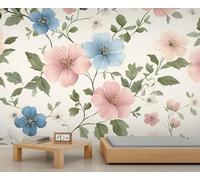 YXQAIED Floral Wallpaper, Watercolor Flower Wallpaper for Living Room, French Country Plants Bedroom Wallpapers, 3D Large Mural & Kitchen Decor Poster (Not Peel and Stick)