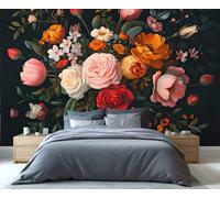 YXQAIED Floral Wallpaper, Watercolor Flowers Wallpaper for Living Room, Peony Rose Wallpapers for Bedroom, Rural Plants 3D Mural Photo & Room Decor (Not Peel and Stick)