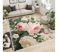 YXQAIED Floral Washable 140x200cm Rugs for Living Room, Botanical Floor Carpet for Kids Room, Floral Area Rugs for Bedroom Pastoral Plant Theme Vintage Farmhouse Carpet