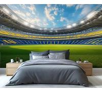 YXQAIED Football Field Wallpaper, Soccer Field Wallpaper for Living Room Sports Club Bedroom Wallpapers, Stadium 3D Photo Murals for Kitchen Decor, 390x260cm (Not Peel and Stick)