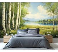 YXQAIED Forest Wallpaper, White Clouds Wallpaper for Living Room, Sky Bedroom Wall Paper, Not Self Adhesive National Park 3D Large Mural & Home Decor Poster, 366x254cm
