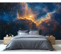 YXQAIED Galaxy 3D Wall Mural Glowing Nebula Print Photo Wallpaper, Dreamy Starry Sky Decoration Poster 390 x 260 cm Mural for Living Room Kids Bedroom