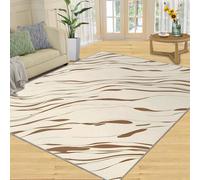 YXQAIED Geometry Area Rug 120x180cm Brown and Beige Rugs, Abstract Lines Carpet, Machine Washable Anti Slip Fluffy Large Rug for Bedroom Living Room Bedroom Meeting Room