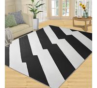 YXQAIED Geometry Area Rug 140x200cm Black and White Geometry Rugs, Modern Black and White Carpet, Non-slip Low Pile Large Area Rugs Bedroom Dining Room Meeting Room Office