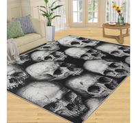 YXQAIED Gothic Skull Indoor Carpet, 60x90cm, Halloween Area Rugs, Horror Skull Printed Carpet, Cozy Low Pile Shed Resistant Washable Rugs for Sofa Living Room
