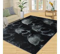 YXQAIED Gothic Skull Indoor Carpet, 60x90cm, Horror Skull Area Rugs, Halloween Printed Carpet, Cozy Low Pile Shed Resistant Washable Rugs for Sofa Living Room