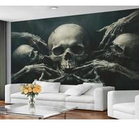 YXQAIED Gothic Wallpaper, Creepy Skull Wallpaper for Bedroom, Halloween Living Room Wallpapers, 3D Large Mural & Kitchen Decor Poster (Not Peel and Stick)