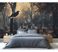 YXQAIED Gothic Wallpaper, Halloween Wallpaper for Bedroom & Home Decor, Crow Wallpapers for Living Room, 3D Print Wall Mural (Not Peel and Stick)
