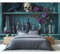 YXQAIED Gothic Wallpaper, Magic Wallpapers for Living Room & Home Decor, Crow Skull Wallpaper for Bedroom, 3D Print Wall Mural (Not Peel and Stick)
