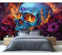 YXQAIED Gothic Wallpaper, Mexican Day of The Dead Wallpaper for Bedroom, Skull Floral Living Room Wallpapers, 3D Large Mural & Kitchen Decor Poster (Not Peel and Stick)