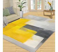YXQAIED Graffiti Area Rug 50x80cm Yellow Gray Rugs, Color Block Geometry Carpet, Small Rug Soft Non-slip Apply to Dorm Room Hallway Entrance