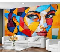 YXQAIED Graffiti Girl Wallpaper - Woman's Face Bedroom Wall Paper Mural, Abstract Colorful Poster Photo Wallpaper for Dining Room Kitchen Home Decor,300x210cm