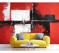 YXQAIED Graffiti Wallpaper, Black, White and Red Wallpaper for Living Room, Abstract Geometry Custom Wallpapers, Paint Splashes 3D Wall Murals for Bedroom, 100x70cm (Not Peel and Stick)